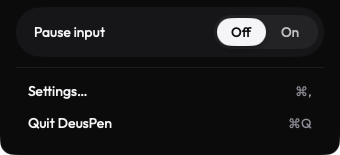 Pause input in the companion's menu bar panel
