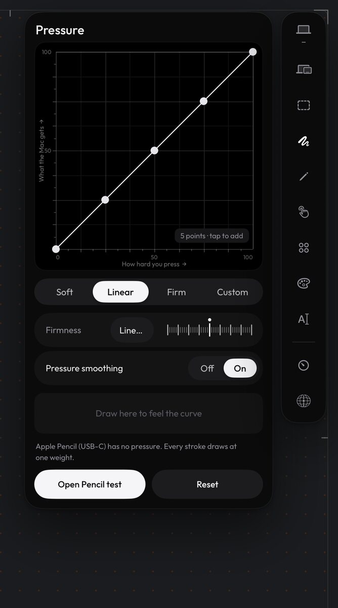 The Deus XT pressure curve panel on iPad